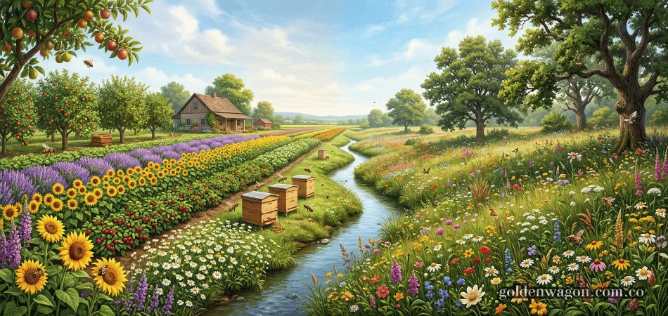 Ecosistema vibrante y saludable gracias a la polinización de las abejas silvestres.